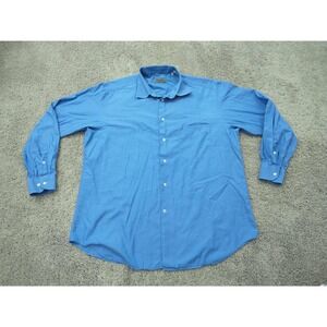 Tino Cosma Button Up Shirt Mens 17‎ Blue Textured Long Sleeve Classic Casual